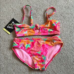 Art Class Kids Floral Bikini Set - Pink and Orange